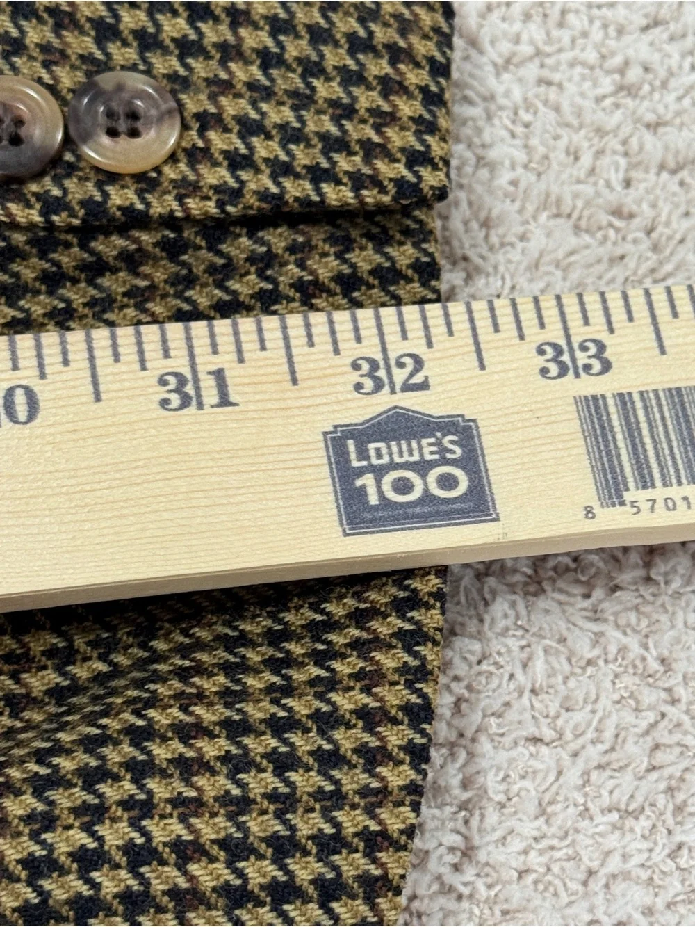 Vintage Bill Blass Pure Wool Houndstooth Overcoat  Tan Blue Classic USA